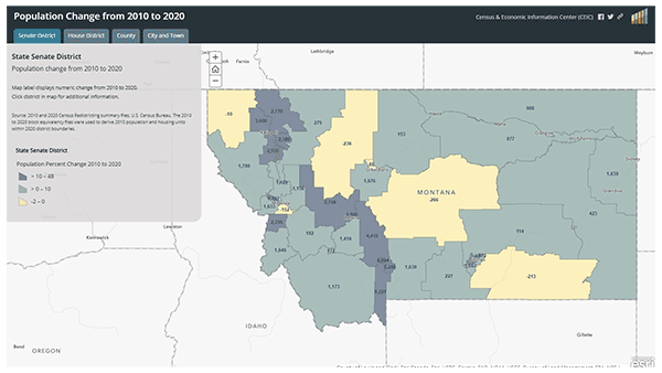 Census 2010 to 2020 Population Change by Legislative District
