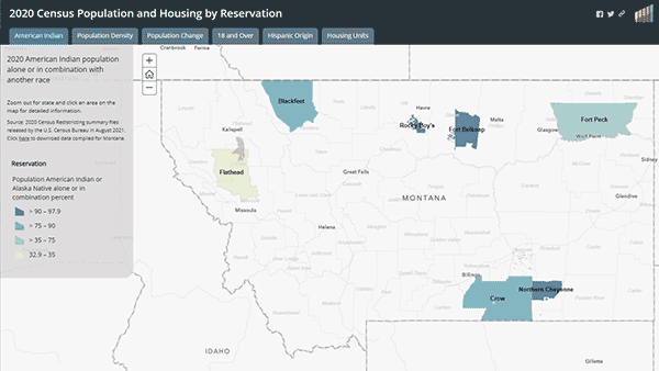 Montana Census 2020 Population and Housing Units by Reservation