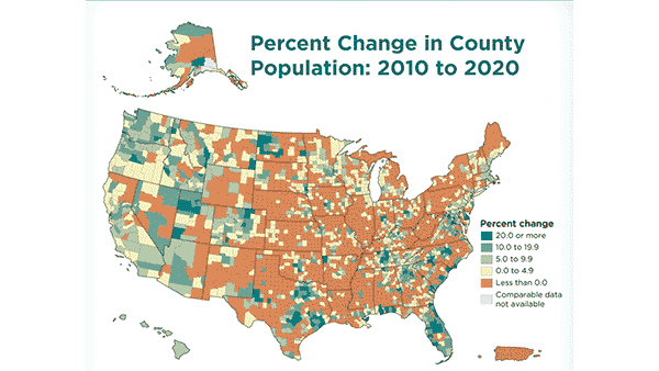 County Population Change from 2010 to 2020